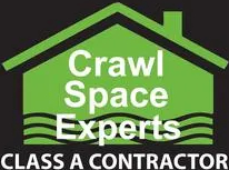 A green and white logo for crawl space experts.