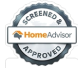 A home advisor seal that says screened and approved.